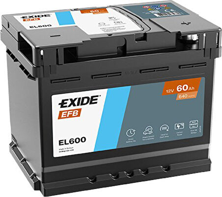 Exıde EL600 12V 60Ah 640A Start Stop Efb Akü (Üretim Tarihi:2025)