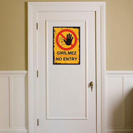 Girilmez No Entry Retro Vintage Ahşap Poster