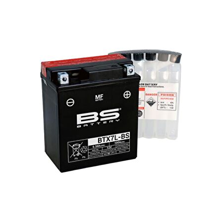 Bs-Battery Btx7l-Bs 12V 6Ah 85Cca Agm Bakımsız Motosiklet Aküsü