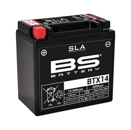 BS BATTERY BTX14-SLA Motosiklet Aküsü SLA Tipi