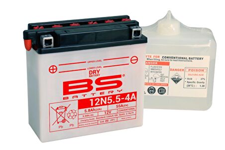 BS BATTERY 12N5.5-4A  (DRY) Motosiklet Aküsü