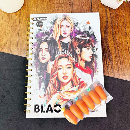 Bts Girl Tasarımlı Konuşan Ajanda ve Havuç Fosforlu Kalem Seti