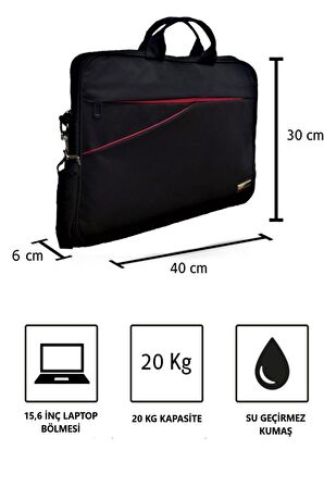 Vegmann Av6900 15.6 Inç Uyumlu Laptop Bilgisayar Evrak Çantası Unisex Siyah