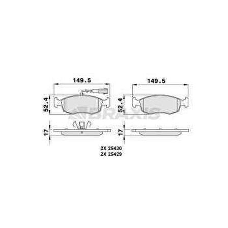 ON FREN BALATASI PUNTO EVO 500 1.2 - 1.3 - 1.4 09- - BRAXIS AB0080