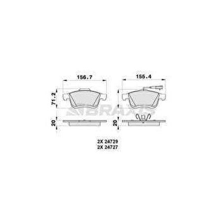 FREN BALATASI ON 500 L 12- DOBLO III 10- - COMBO 12- - BRAXIS AB0264