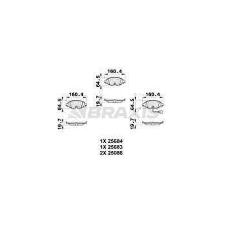 ON FREN BALATASI A1 A3 GOLF VII LEON OCTAVIA 1.2 1.4 1.8TFSI 1.6 2.0TDI 12- - BRAXIS AB0313