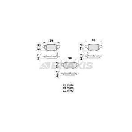 ARKA FREN BALATASI CARISMA 1.6 1.8 98-00 CARISMA 00-06 COLT 92-03 PERSONA 96- WIRA 00- - BRAXIS AB0414