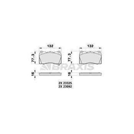 ON FREN BALATASI SUBARU IMPREZA 2.0 2.5 05-12 - BRAXIS AB0422