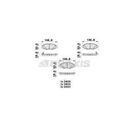 ON FREN BALATASI HILUX PICKUP 2.5D 4D 05-08 4X2 - BRAXIS AB0436