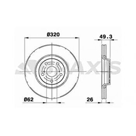 ON FREN DISK AYNASI TOYOTA AVENSIS VERSO 2.0 D4D 2.2 D4D 08-18 320X5 - BRAXIS AD1030