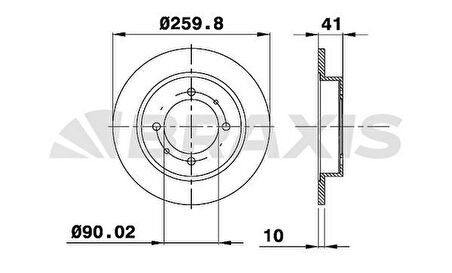 ARKA FREN DISKI (AYNASI) DUZ MITSUBISHI CARISMA 1995-2006 VOLVO / S40 95-> V40 95-> DUZ (260MM)