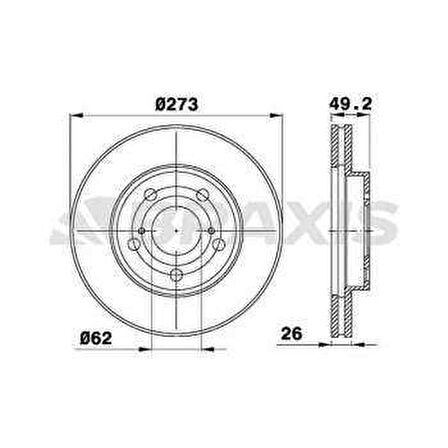 ON FREN DISKI AYNASI HAVALI TOYOTA COROLLA AURIS D4D DIZEL 2007 2012 273X5 - BRAXIS AE0257
