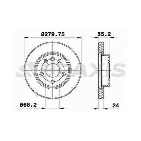 ON FREN DISK AYNASI HAVALI TRANSPORTER T4 1.9D - TD 2.4D 2.5TDI 96-03 - BRAXIS AE0237