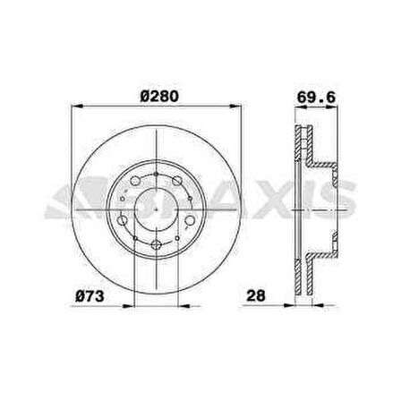 ON FREN DISK AYNASI BOXER III JUMPER III DUCATO III 14Q 15 JANT - CAP 280MM KALINLIK 28MM HAV - BRAXIS AE0176