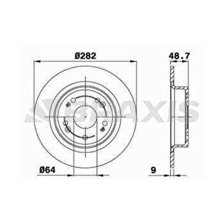 ARKA FREN DISK AYNASI DUZ ACCORD 09-14 282X5 - BRAXIS AE0606