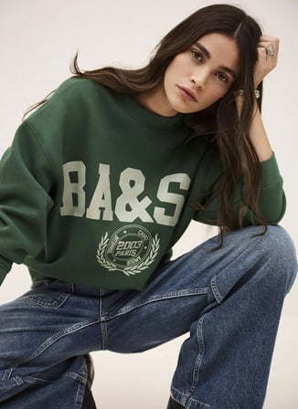 Yeşil Kadın Pamuklu Sweatshirt 1E26FENJ