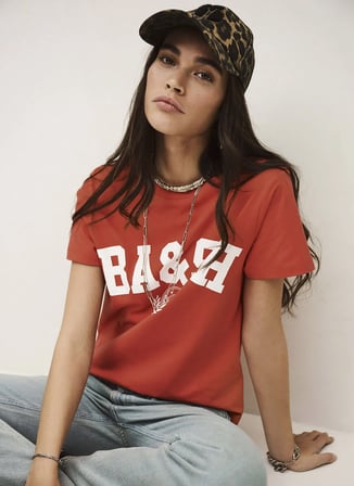 Ba&Sh Kırmızı Kadın Yazı Baskılı T-Shirt