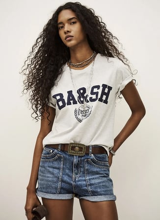 Ba&Sh Beyaz Kadın Logo Baskılı T-Shirt