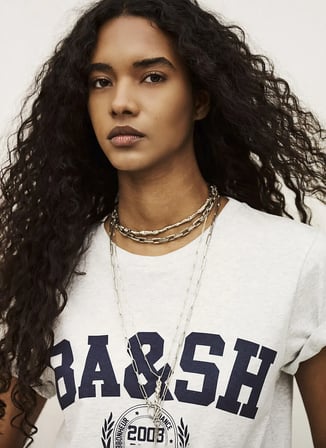 Ba&Sh Beyaz Kadın Logo Baskılı T-Shirt