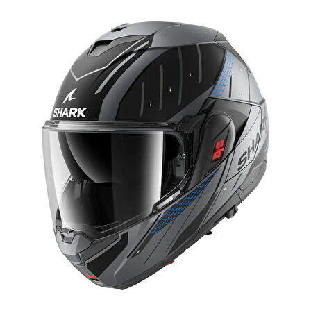 SHARK OXO RYDGER MAT SİYAH-GRİ-MAVİ ÇENE AÇILIR KASK
