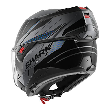 SHARK OXO RYDGER MAT SİYAH-GRİ-MAVİ ÇENE AÇILIR KASK