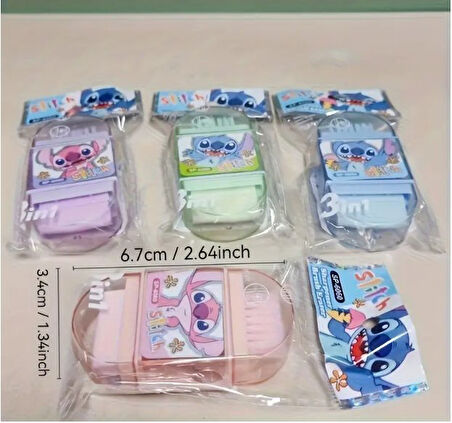 Disney Stitch Kalemtıraş Silgi Fırça 3'ü 1 arada Karikatür Stitch Rulo Kalem Ofis Malzemeleri 