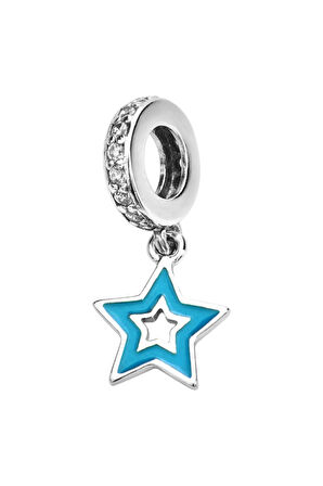Mavi İç İçe Yıldız Charm