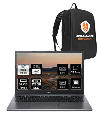 Acer Extensa 15 EX215-55 i5-1235U 32GB RAM 512GB SSD 15.6'' FHD FDOS Dizüstü Bilgisayar & PER4 ÇANTA