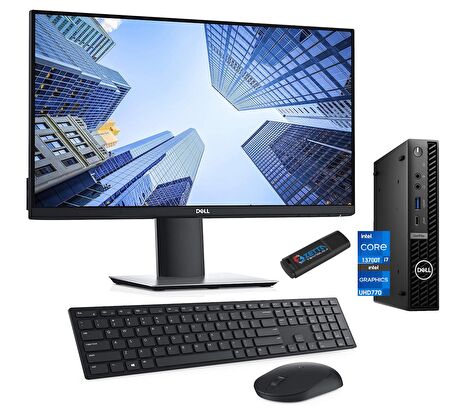 DELL Optiplex 7010MFF İntel Core i7 13700T 16GB 512GB SSD Freedos 23.8 Monitör Mini MasaüstüBilgisayar 7010Pİ7 N007O7010MFFPUBM02+ZettaUsbBellek