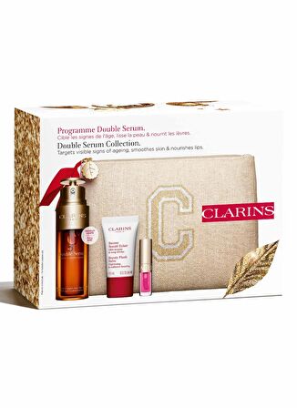 Clarins Double Serum 50 ml + Beauty Flash Balm + Lip Comfort Oil + Double Serum Eye 9 ml Cilt Bakım Seti