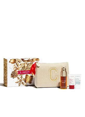 Clarins Double Serum Light Texture 50 ml + Beauty Flash Balm 15 ml + Cryo Flash Cream Mask 15 ml + Toiletry Bag Cilt Bakım Seti