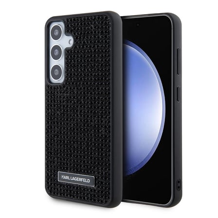 Samsung Galaxy S24 Kılıf Karl Lagerfeld Taşlı Metal Logo Orjinal Lisanslı Kapak