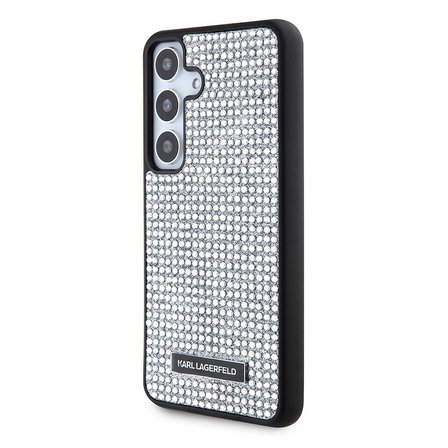 Samsung Galaxy S24 Kılıf Karl Lagerfeld Taşlı Metal Logo Orjinal Lisanslı Kapak
