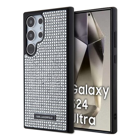 Samsung Galaxy S24 Ultra Kılıf Karl Lagerfeld Taşlı Metal Logo Orjinal Lisanslı Kapak