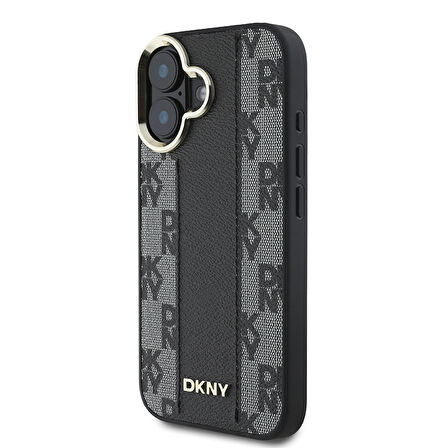 Apple iPhone 16 Plus Uyumlu Kılıf DKNY Orjinal Lisanslı Magsafe Şarj Özellikli 3D Yazılı Checkered Pattern Kapak