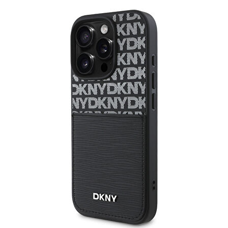 Apple iPhone 16 Pro Uyumlu Kılıf DKNY Orjinal Lisanslı Kartlıklı 3D Yazılı Repeat Texture Pattern Kapak