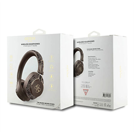 Guess Kılıf 4G Büyük Metal Logolu Bluetooth Kulak Üstü ENC Kahverengi GUBHS72P4FC4MW