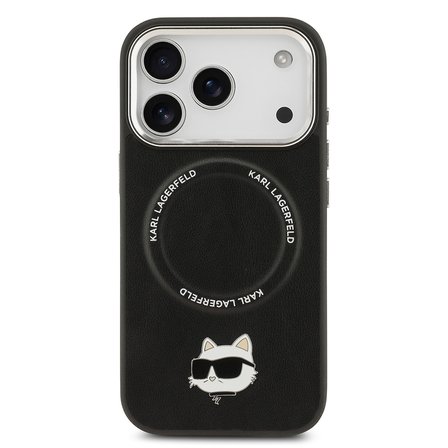 iPhone 17 Pro Kılıf Karl Lagerfeld Orjinal Lisanslı M-safe Şarj Özellikli Metal Kamera ve Buton Tasarımlı Choupette PU Deri Kapak