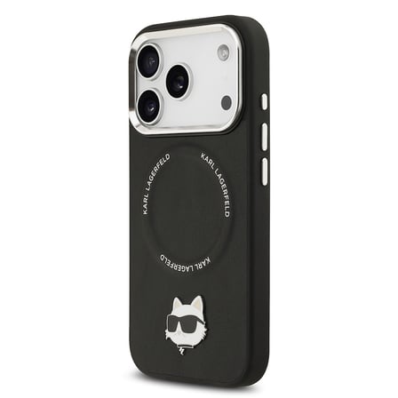 iPhone 17 Pro Kılıf Karl Lagerfeld Orjinal Lisanslı M-safe Şarj Özellikli Metal Kamera ve Buton Tasarımlı Choupette PU Deri Kapak