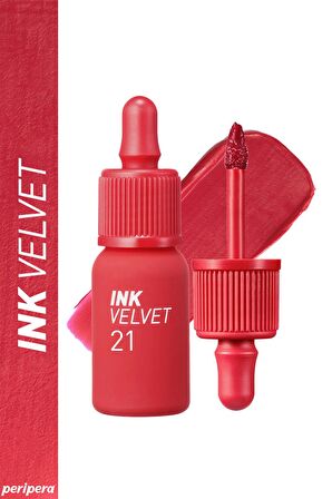 Yüksek Pigmentli, Kadife Görünümlü Gün Boyu Kalıcı Tint Peripera Ink Velvet (21 Vitality Coral Red)
