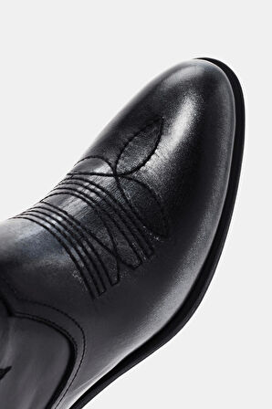 Sam Kadın Gümüş Metalik Gerçek Deri Western Bot