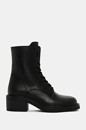 Archer Kadın Siyah Gerçek Deri Topuklu Postal Bot