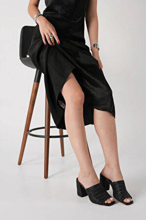 Katy Perry The Tana Kadın Siyah Hasır Topuklu Terlik