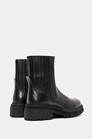 Dina  Kadın Siyah Gerçek Deri Chelsea Bot