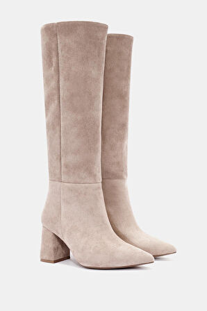 Lopez Kadın Vizon Kalın Sivri Burun Kalın Topuklu Çizme