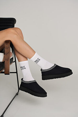 Cosmo Kadın Siyah İçi Kürklü Ev Terliği