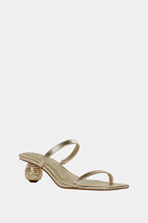 The Loma Kadın Şampanya Taşlı Topuklu Terlik