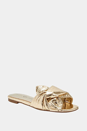 The Halie Bow Kadın Altın Fiyonklu Terlik