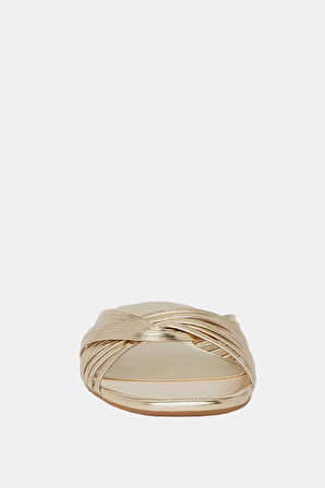 The Halie İnterwined Slide Kadın Altın Çapraz Bantlı Terlik