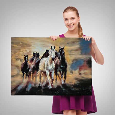 Koşan Atlar Dekoratif Duvar Tablosu-3670